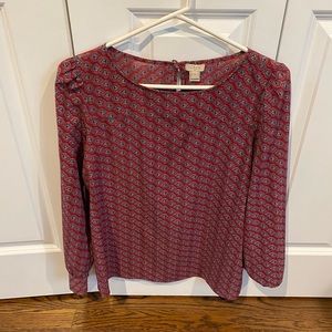 Burgundy J Crew blouse with keyhole back